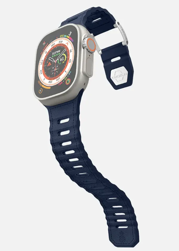 ITSKINS Ballistic R Lux Pineapple leather  Band  for Apple Watch 42/44/45/46/49mm - Navy Blue