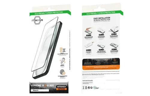 ITSKINS Supreme Glass Protector with Eco-Friendly Alignment Tool for iPhone 16 - Clear