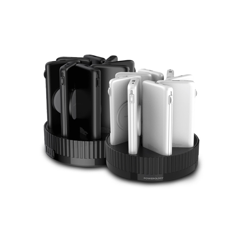 Powerology 8in1 Station 10000mAh PD 120W QC Wireless Power Bank -  White