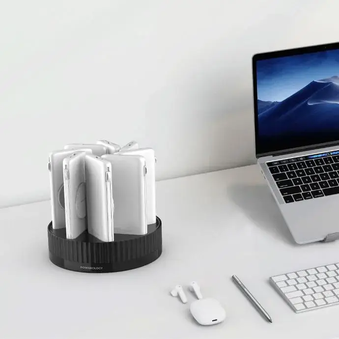 Powerology 8in1 Station 10000mAh PD 120W QC Wireless Power Bank -  White