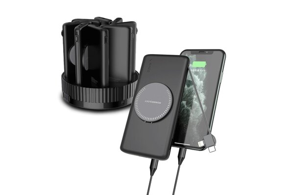 Powerology 8in1 Station 10000mAh PD 120W QC Wireless Power Bank - Black