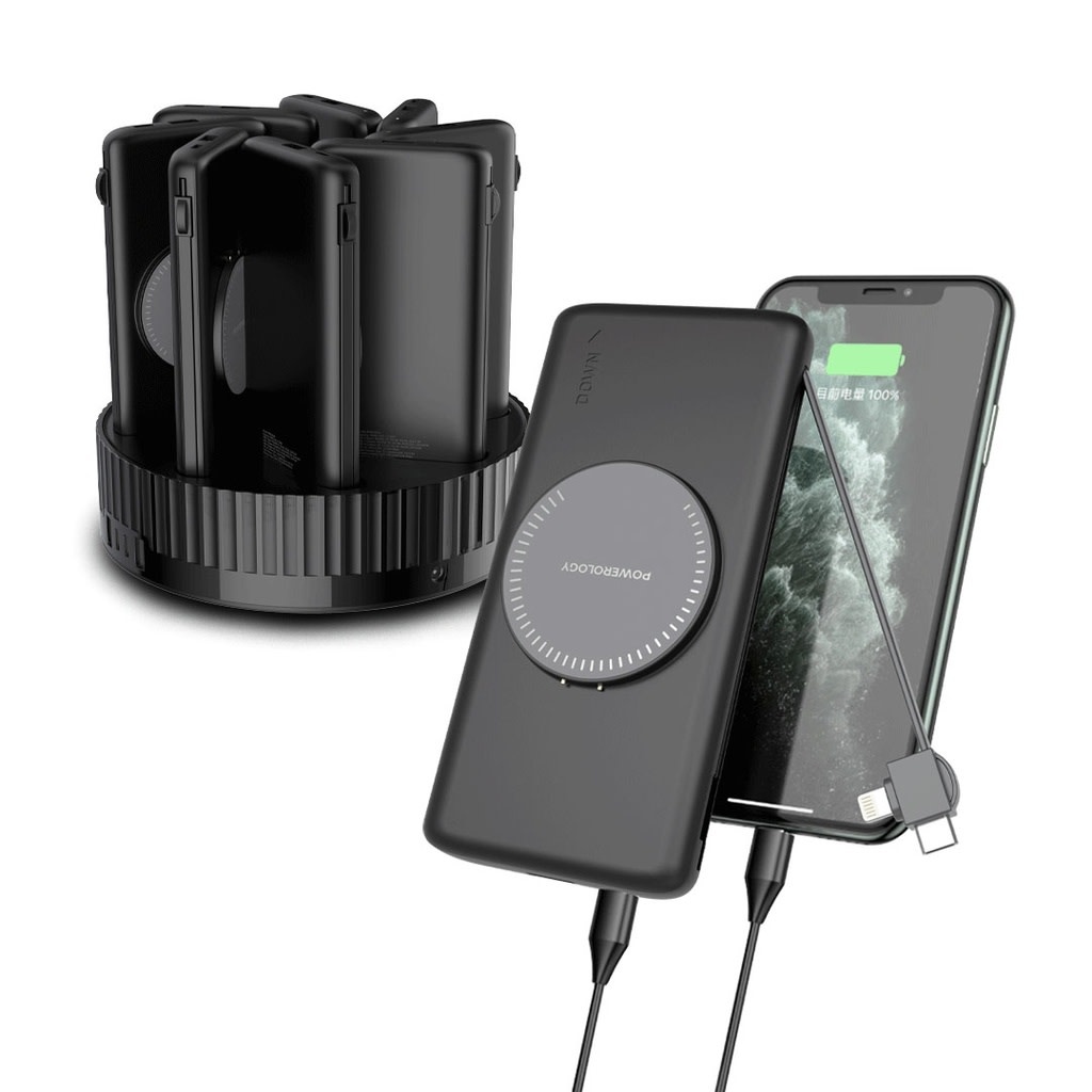 Powerology 8in1 Station 10000mAh PD 120W QC Wireless Power Bank - Black