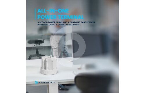 Powerology 8in1 Station 10000mAh PD 120W QC Wireless Power Bank - Black