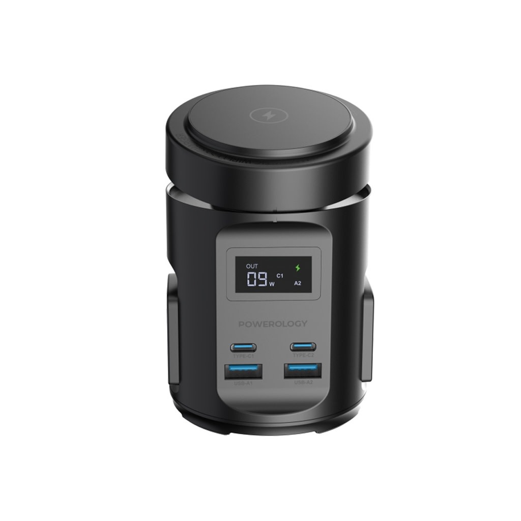 Powerology MagSafe Power Hub USB-C POWER DELIVERY AND USB-A QC 3.0 - Black