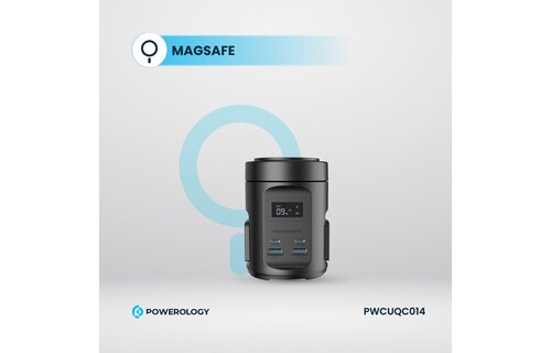 Powerology MagSafe Power Hub USB-C POWER DELIVERY AND USB-A QC 3.0 - Black