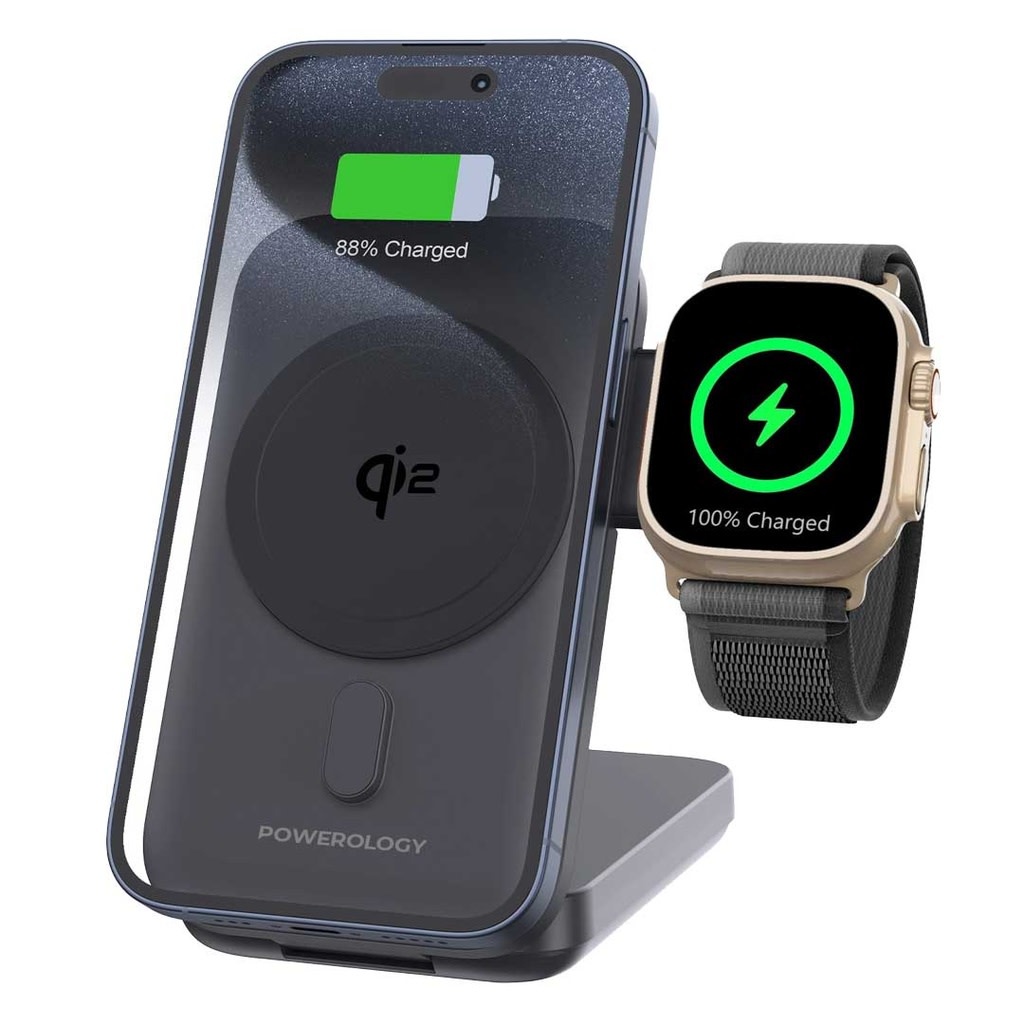Powerology  10000mAh Qi2 - 15W iPhone 15 Magsafe Powerbank Watch Charger