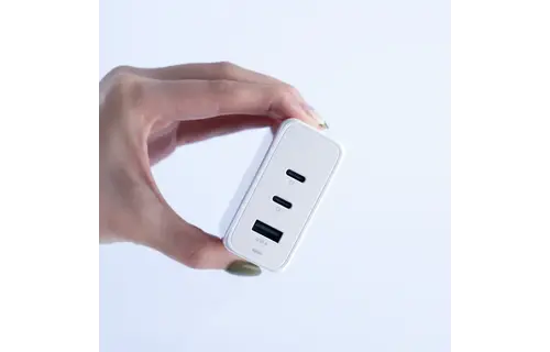 Moshi Rewind 3-Port USB-A and USB-C PD GaN Charger 65W with folding UK Plug  - White