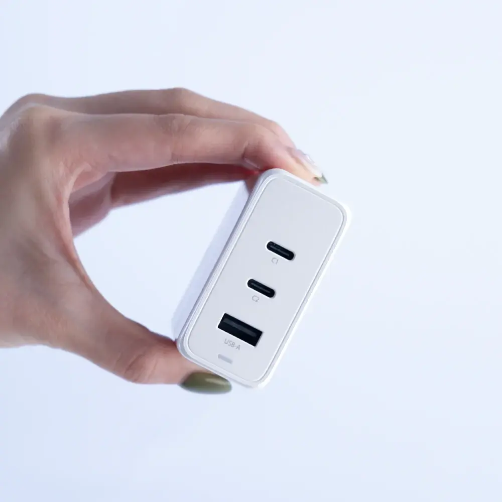 Moshi Rewind 3-Port USB-A and USB-C PD GaN Charger 65W with folding UK Plug  - White