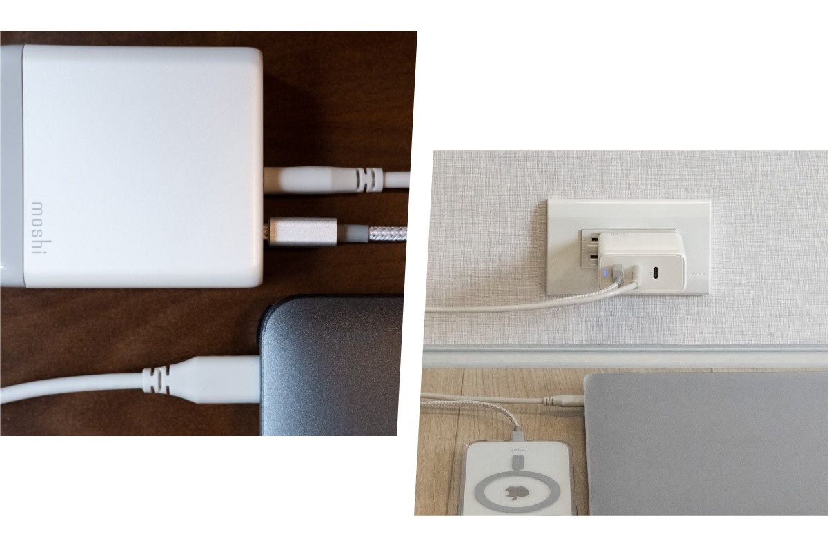 Moshi Rewind 3-Port USB-A and USB-C PD GaN Charger 65W with folding UK Plug  - White