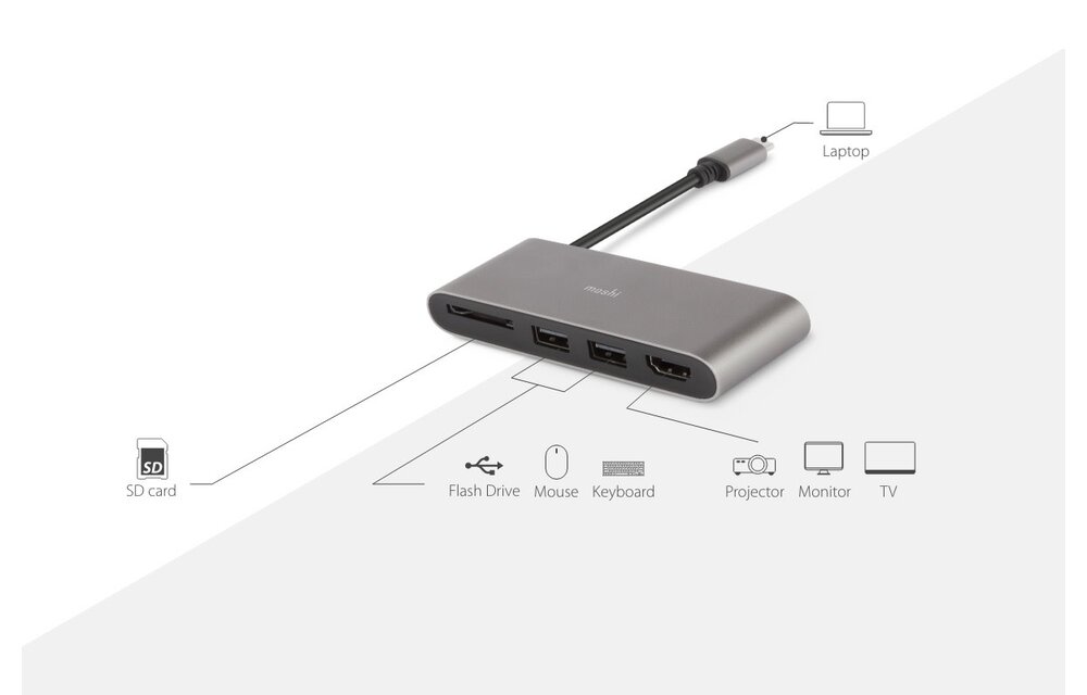 Moshi USB-C Multimedia Adapter - Titanium Gray