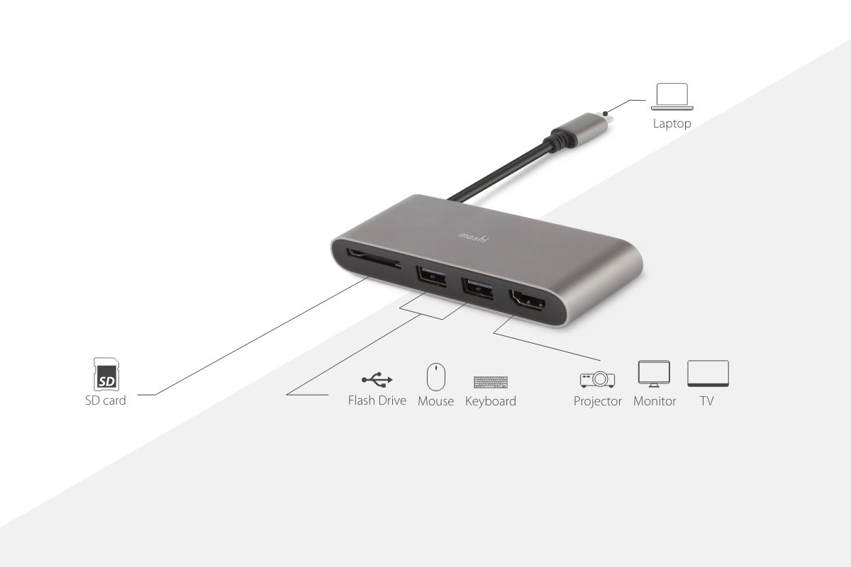 Moshi USB-C Multimedia Adapter - Titanium Gray