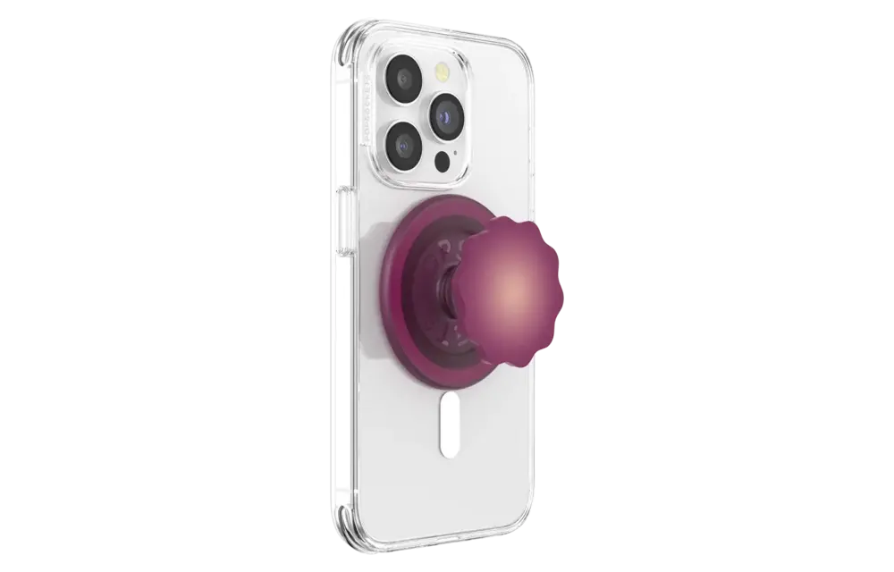 PopSockets PopGrip and Stand MagSafe Circle - Molded Flower Red Wine Translucent