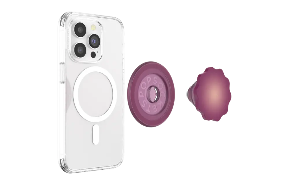 PopSockets PopGrip and Stand MagSafe Circle - Molded Flower Red Wine Translucent
