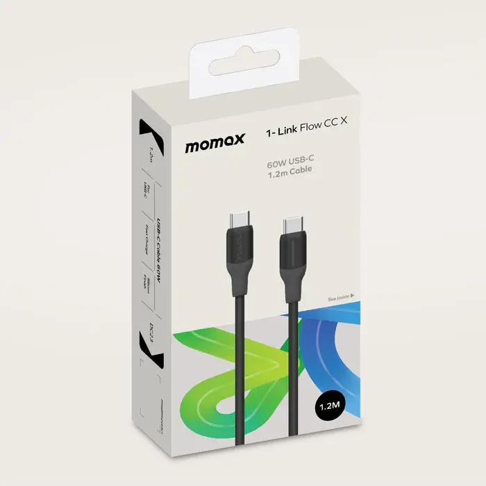 Momax 1- Link Flow 60W USB-C Cable 1.2M - Black