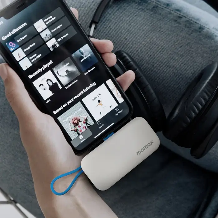 Momax 1-Power Mini 3 in 1 Battery Pack with Lightning Power Bank 5000 mAh - White