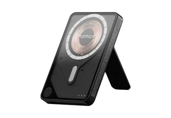 Momax 1-Power X Pro Magnetic Wireless Power Bank with Stand And Built-In USB-C Cable 5000mAh  - Black
