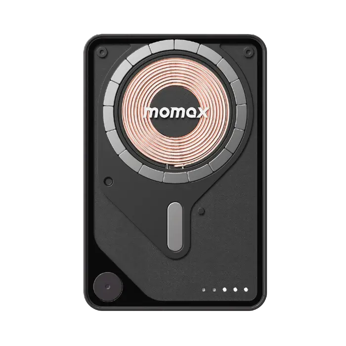 Momax 1-Power X Pro Magnetic Wireless Power Bank with Stand And Built-In USB-C Cable 5000mAh  - Black