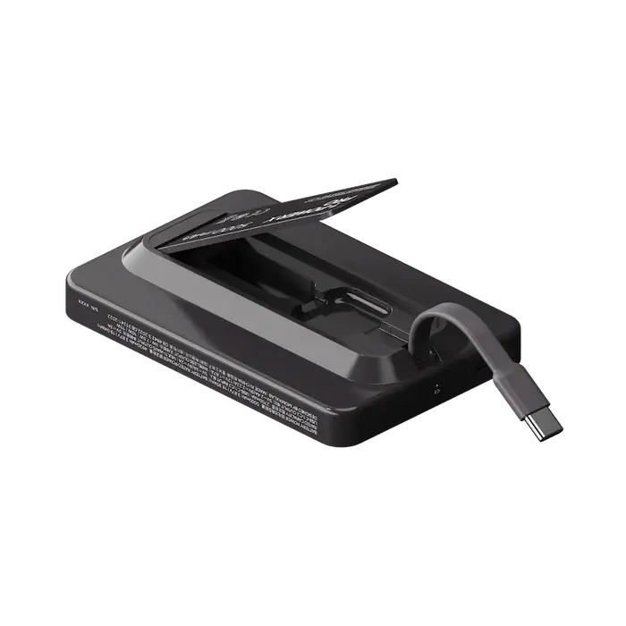 Momax 1-Power X Pro Magnetic Wireless Power Bank with Stand And Built-In USB-C Cable 5000mAh  - Black