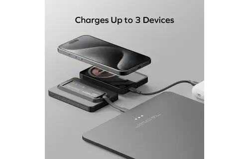 Momax 1-Power X Pro Magnetic Wireless Power Bank with Stand And Built-In USB-C Cable 5000mAh  - Black