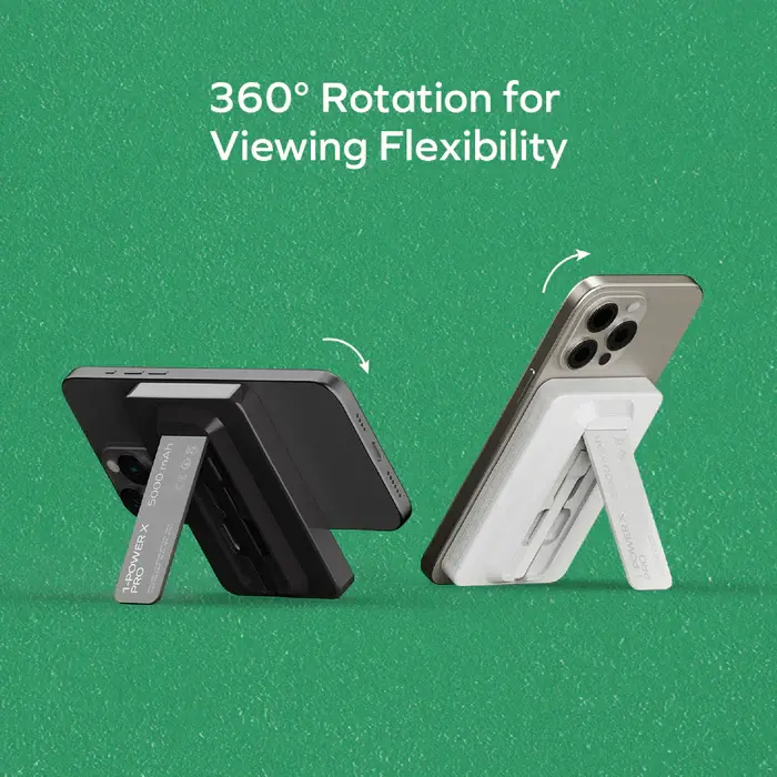 Momax 1-Power X Pro Magnetic Wireless Power Bank with Stand And Built-In USB-C Cable 5000mAh  - Black