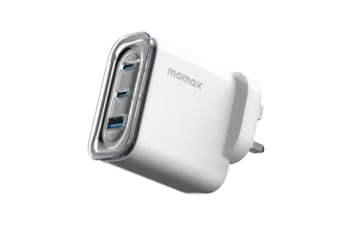 Momax 1 Charge Flow Plus 3 Port USB-C and USB-A  Gan Charger 80W - White