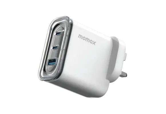 Momax 1 Charge Flow Plus 3 Port USB-C and USB-A  Gan Charger 80W - White