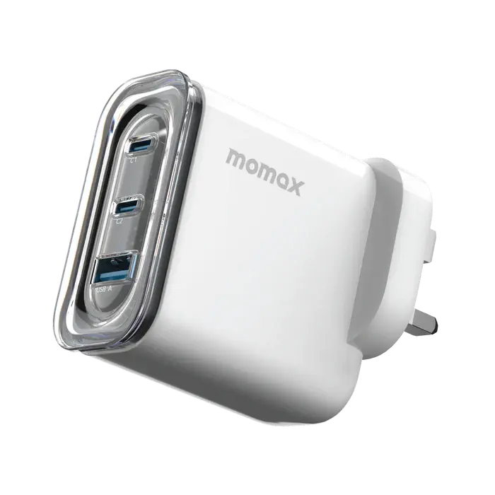 Momax 1 Charge Flow Plus 3 Port USB-C and USB-A  Gan Charger 80W - White