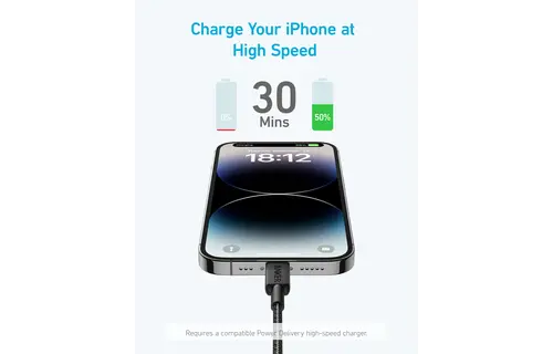 Anker USB-C to Lightning Cable Nylon Braided 3ft/0.9m - Black