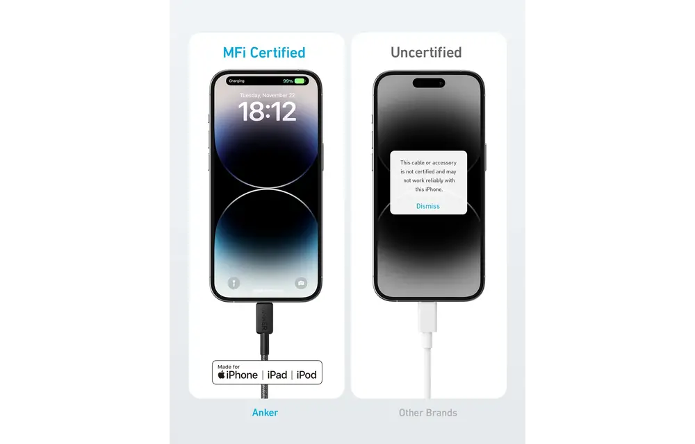 Anker USB-C to Lightning Cable Nylon Braided 3ft/0.9m - Black