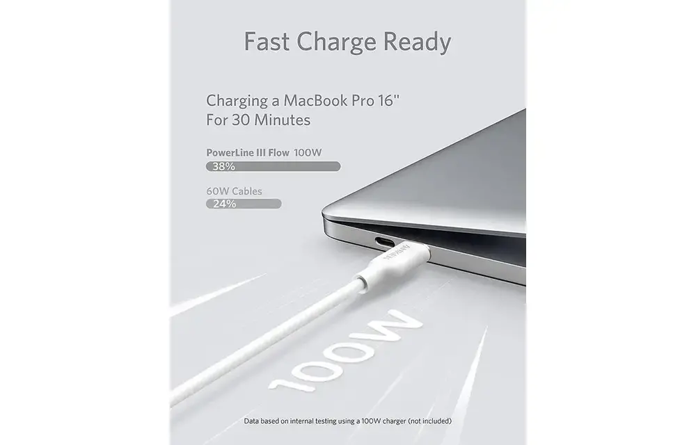 Anker Powerline Lll Flow Usb-C To Usb-C 100W Cable 6ft/1.8m - White