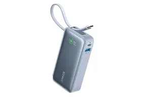 Anker Nano Power Bank 30W, Built-In USB-C Cable 10,000mAh - Blue