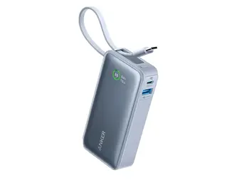 Anker Nano Power Bank 30W, Built-In USB-C Cable 10,000mAh - Blue