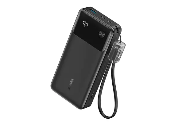 Anker Power Bank Powercore 30W Portable Charger with USB C Cable Lanyard 20,000mAh - Black