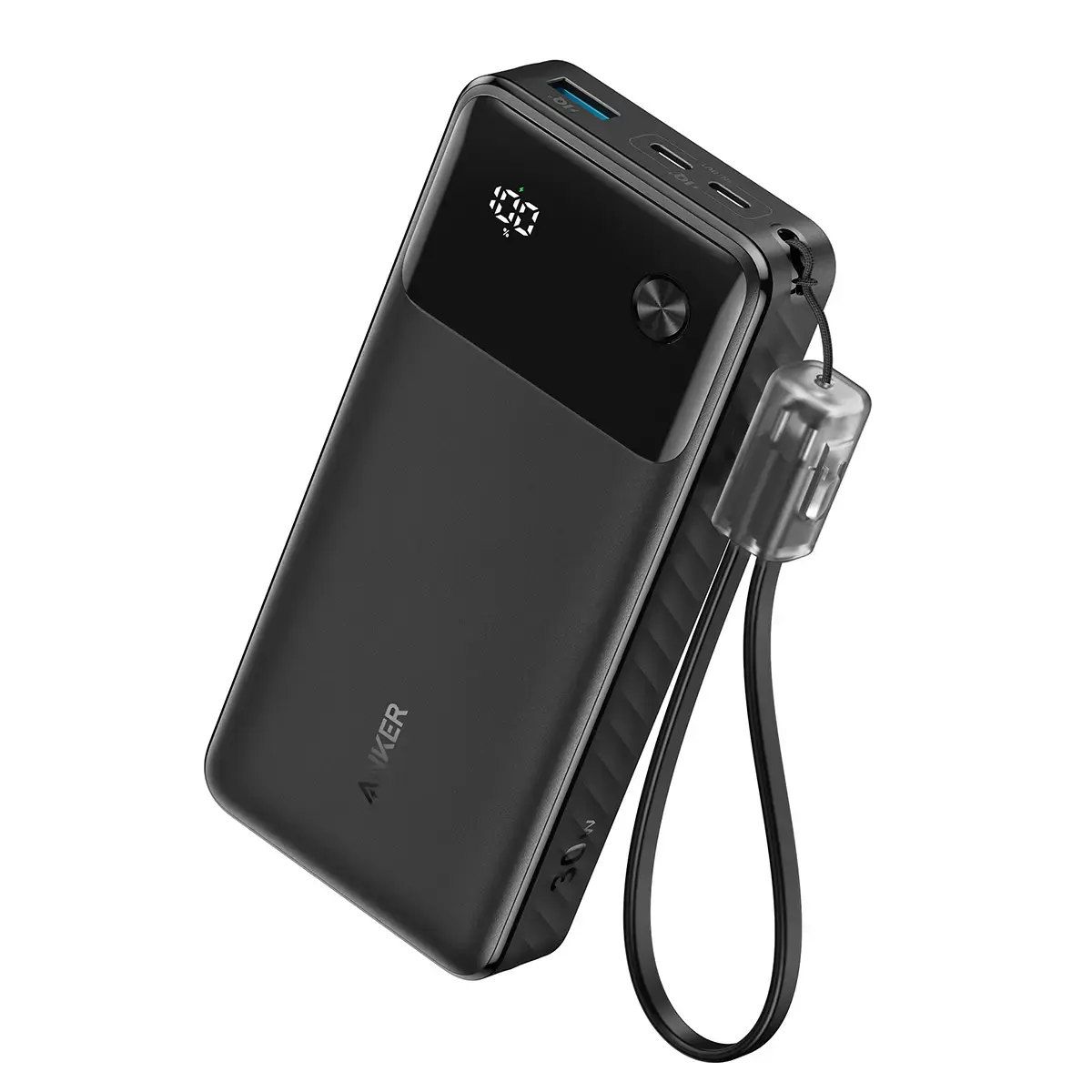 Anker Power Bank Powercore 30W Portable Charger with USB C Cable Lanyard 20,000mAh - Black