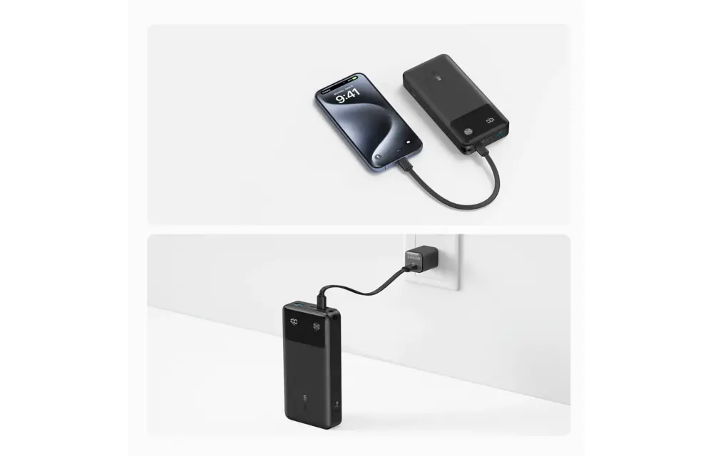 Anker Power Bank Powercore 30W Portable Charger with USB C Cable Lanyard 20,000mAh - Black