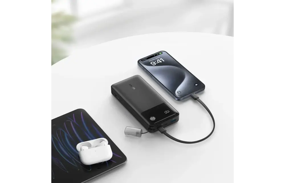 Anker Power Bank Powercore 30W Portable Charger with USB C Cable Lanyard 20,000mAh - Black