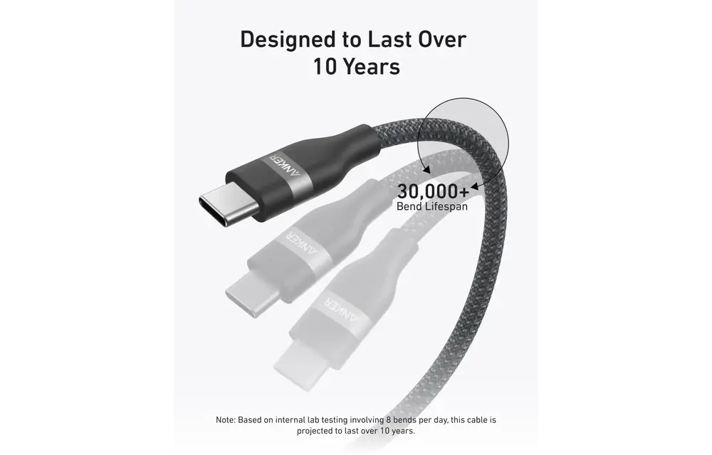 Anker USB-C to USB-C Cable 240W Upcycled Braided 3ft/0.9m - Black