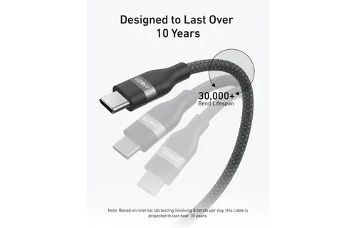 Anker USB-C to USB-C Cable 240W Upcycled Braided 3ft/0.9m - Black