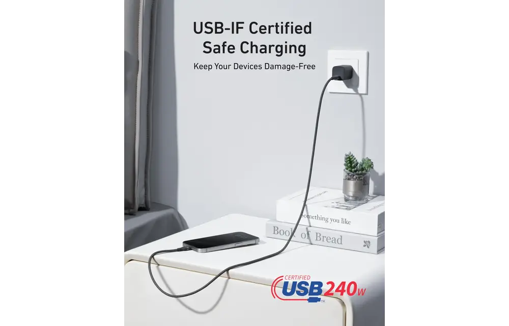 Anker USB-C to USB-C Cable 240W Upcycled Braided 3ft/0.9m - Black