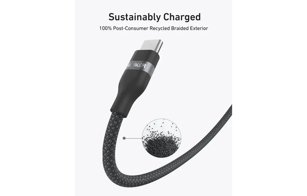 Anker USB-C to USB-C Cable 240W Upcycled Braided 3ft/0.9m - Black