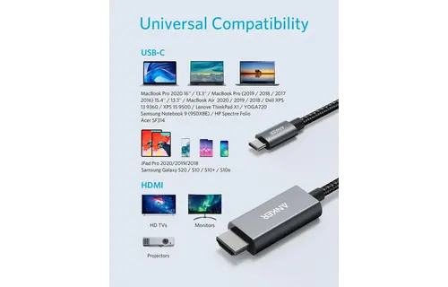 Anker Powerline USB-C to HDMI Nylon Braided Cable 6ft/1.8m - Black