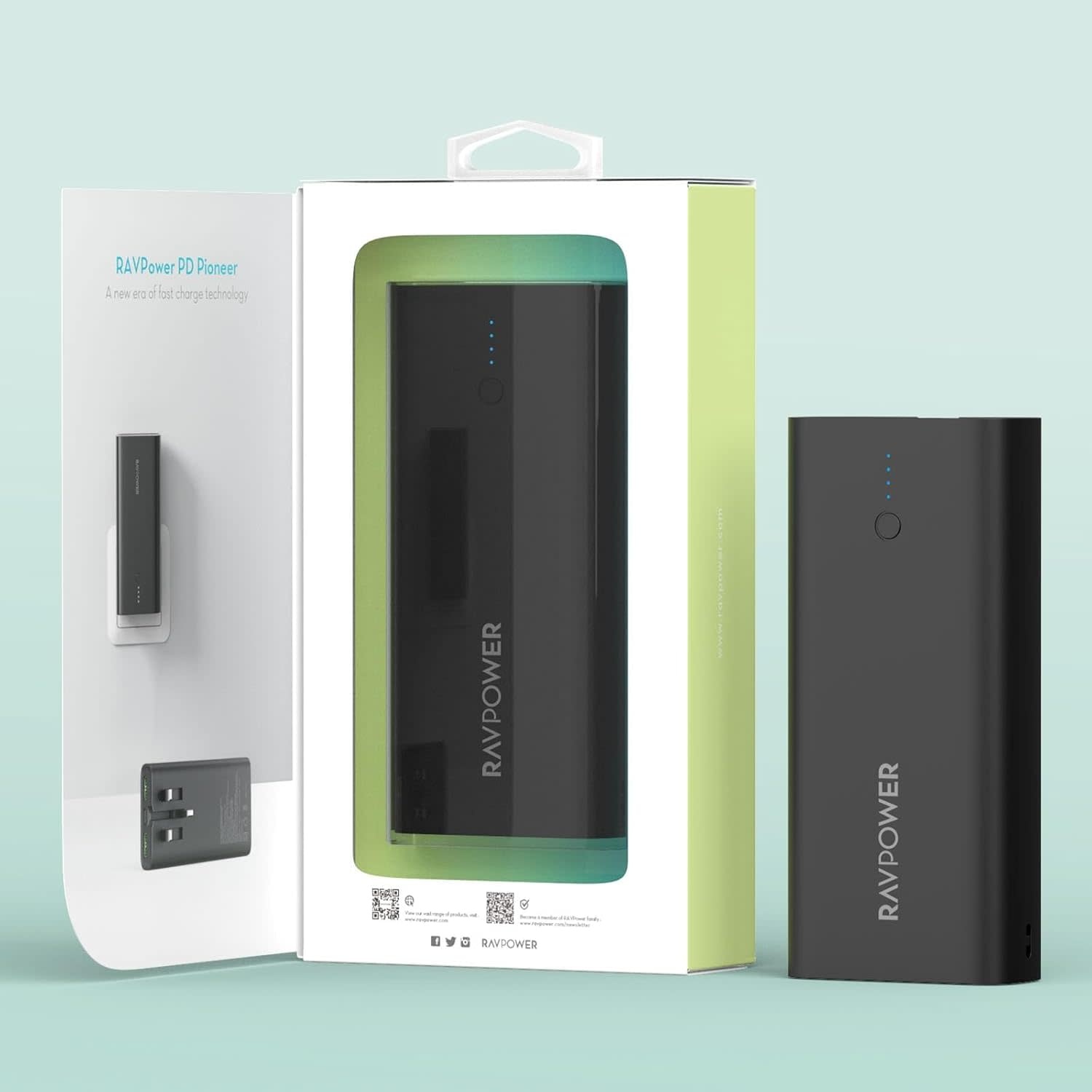 RAVPower 2 in 1 with AC Adapter Power Bank PD 20W 10000mAh  - Black