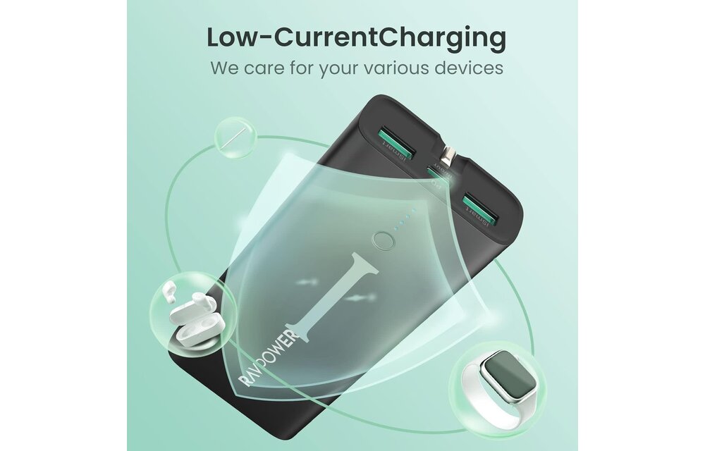 RAVPower 2 in 1 with AC Adapter Power Bank PD 20W 10000mAh - Black