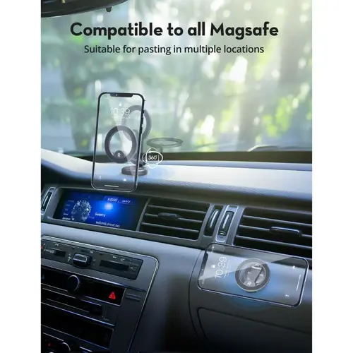 RAVPower 360 MagSafe Adjustable Magnetic Car Phone Mount Ultra Strong Magnetic Force - Grey