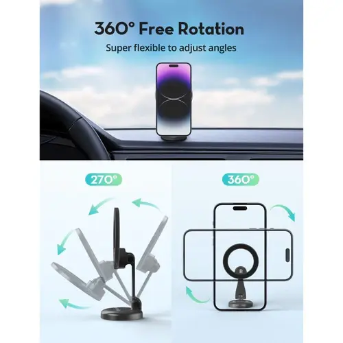 RAVPower 360 MagSafe Adjustable Magnetic Car Phone Mount Ultra Strong Magnetic Force - Grey