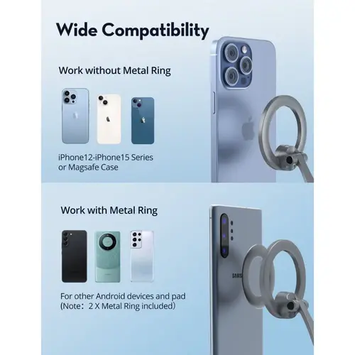 RAVPower 360 MagSafe Adjustable Magnetic Car Phone Mount Ultra Strong Magnetic Force - Grey