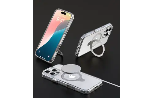 Devia Clean Series Magnetic Shockproof Case with Bracket for iPhone 16 Pro Max - Clear