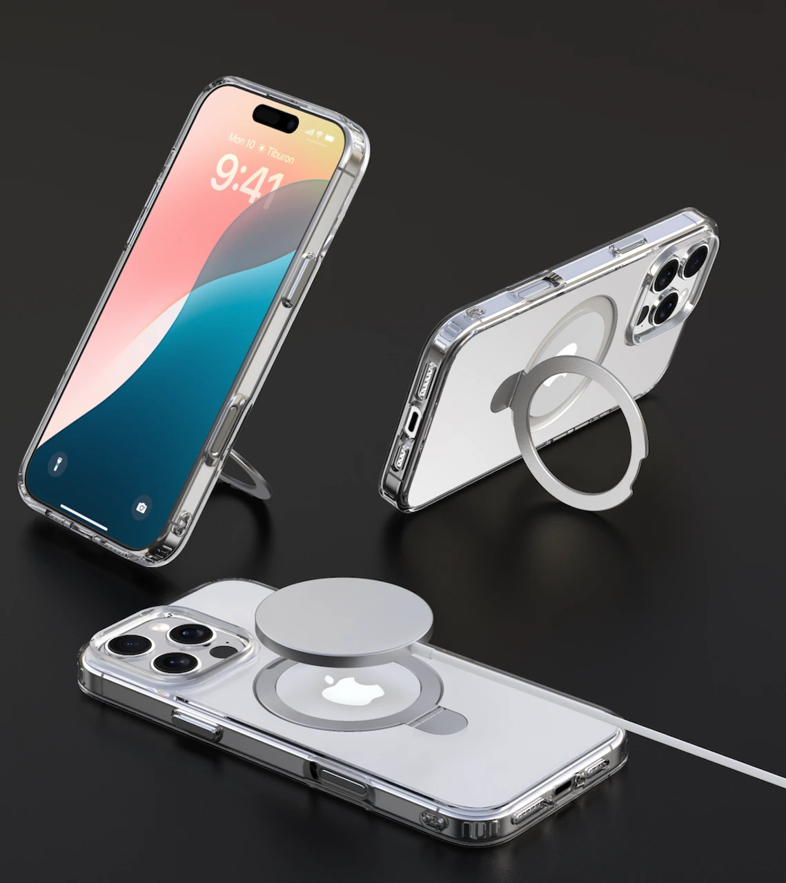 Devia Clean Series Magnetic Shockproof Case with Bracket for iPhone 16 Pro Max - Clear