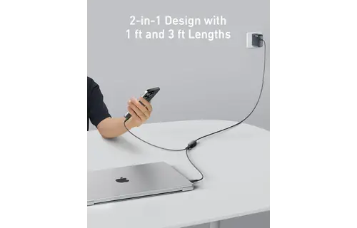 Anker 2-in-1 USB C to USB C Cable 4ft 140W - Black