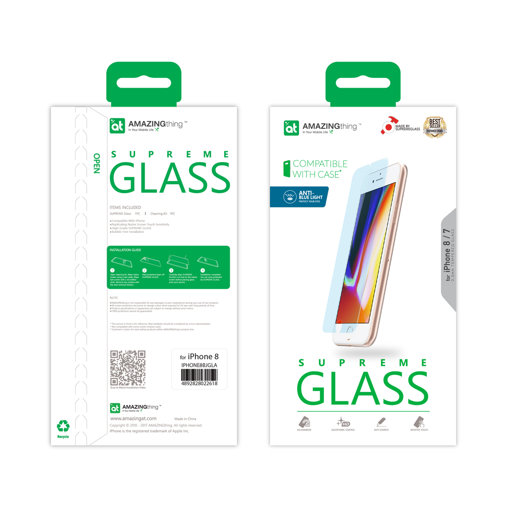 AmazingThing Supreme Glass for iPhone 4.7" 7/8/SE - Clear Anti Blue Light